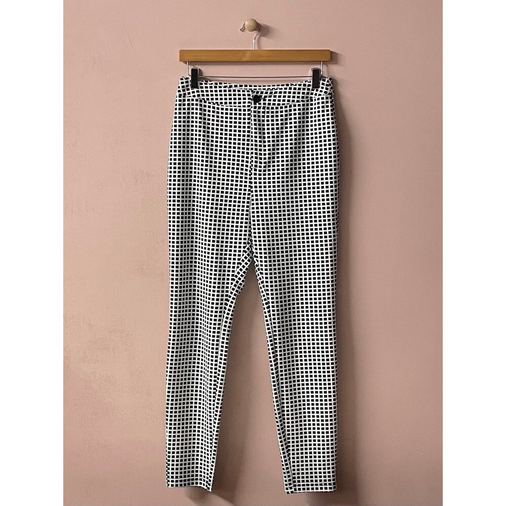 SHEIN Black & White Grid Plaid Patterned Casual Pants Size M